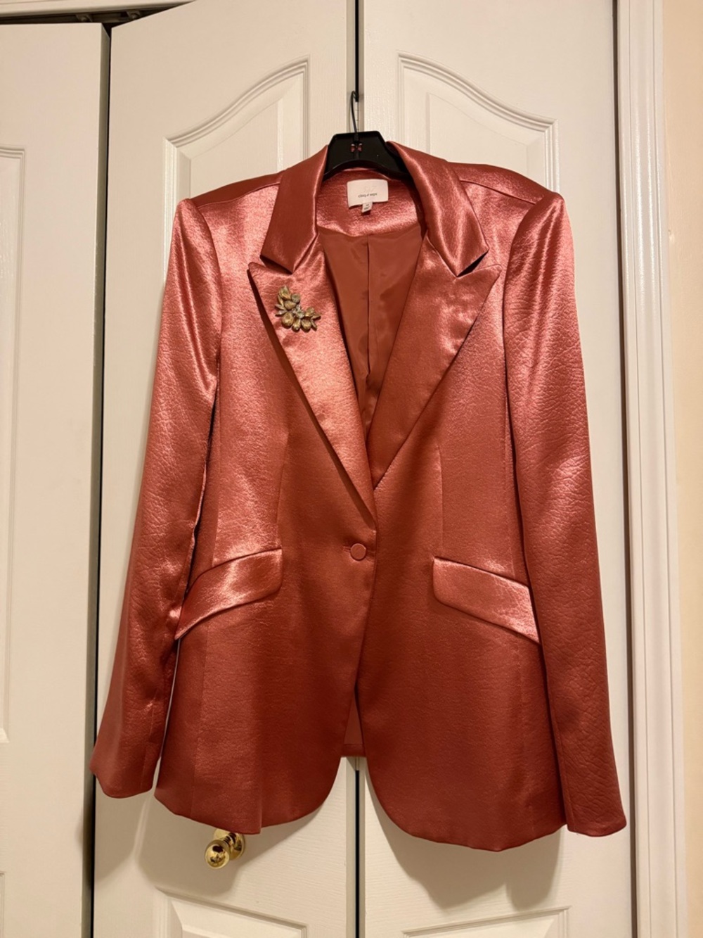 cinq a sept Metallic Rust Satin Blazer